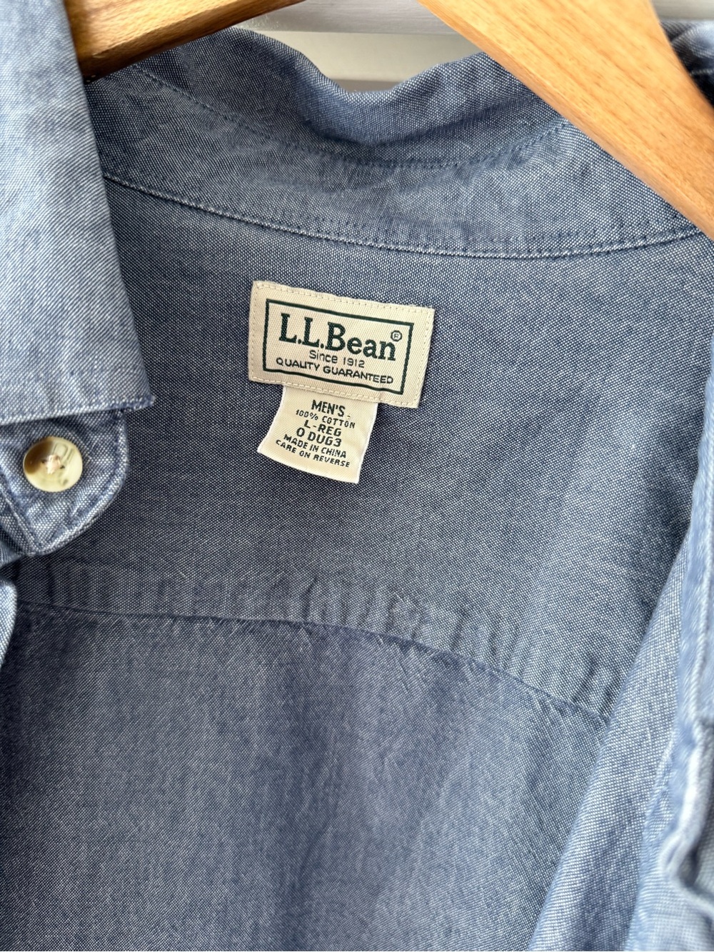L.L. Bean Light Blue Denim Button-Up Shirt - Picture 3 of 3